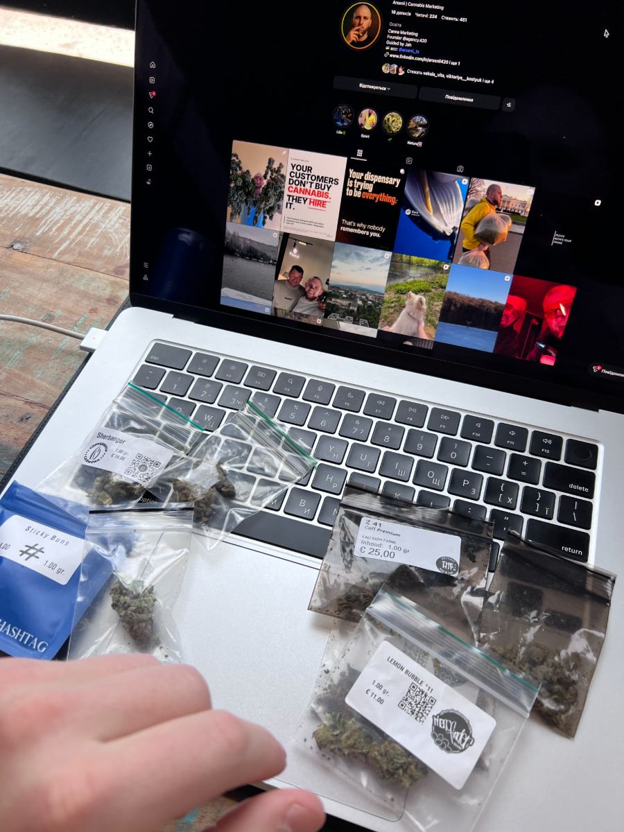 Cannabis product display case with QR-coded bags